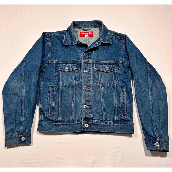 Wrangler Other - Wrangler Hero Mens Denim Trucker Jacket Medium Wash Blue‎ Cotton Size Small
